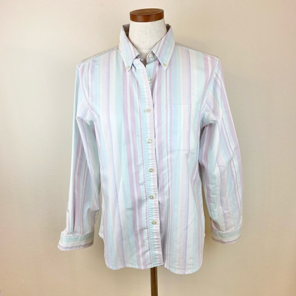 L.L. Bean Sunwashed Pastel Striped Button Down Shirt